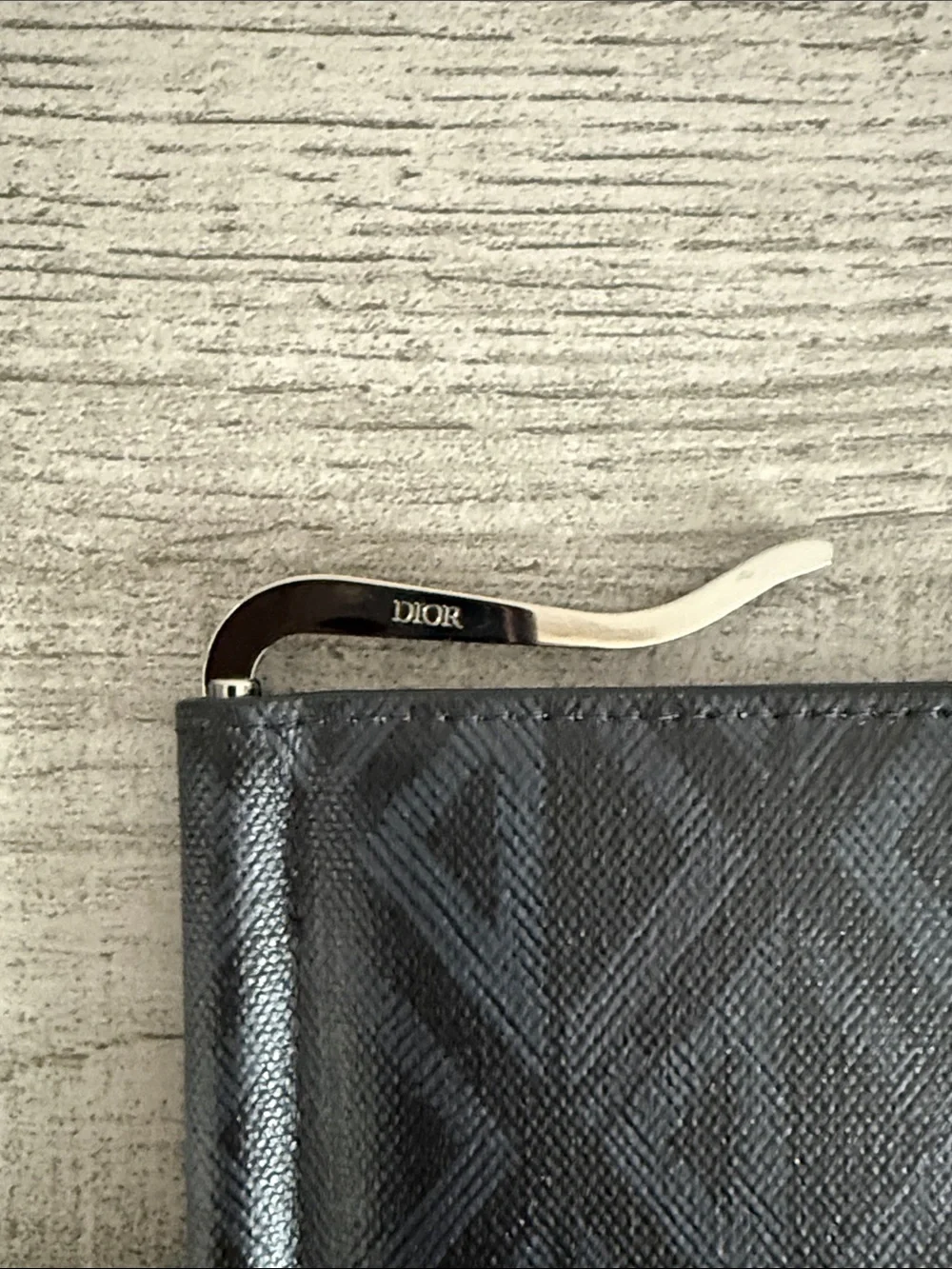 100% Authentic Dior Black Geometric Pattern Money Clip Wallet